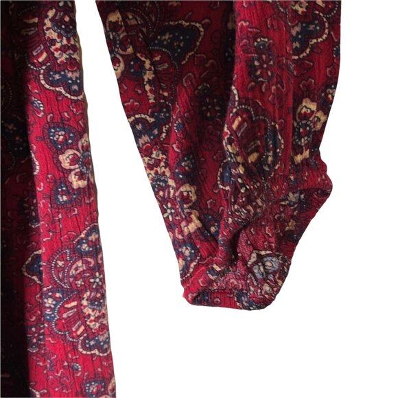 American Eagle XS Red Boho Floral Puff Sleeve Mini Dress - Picture 4 of 12